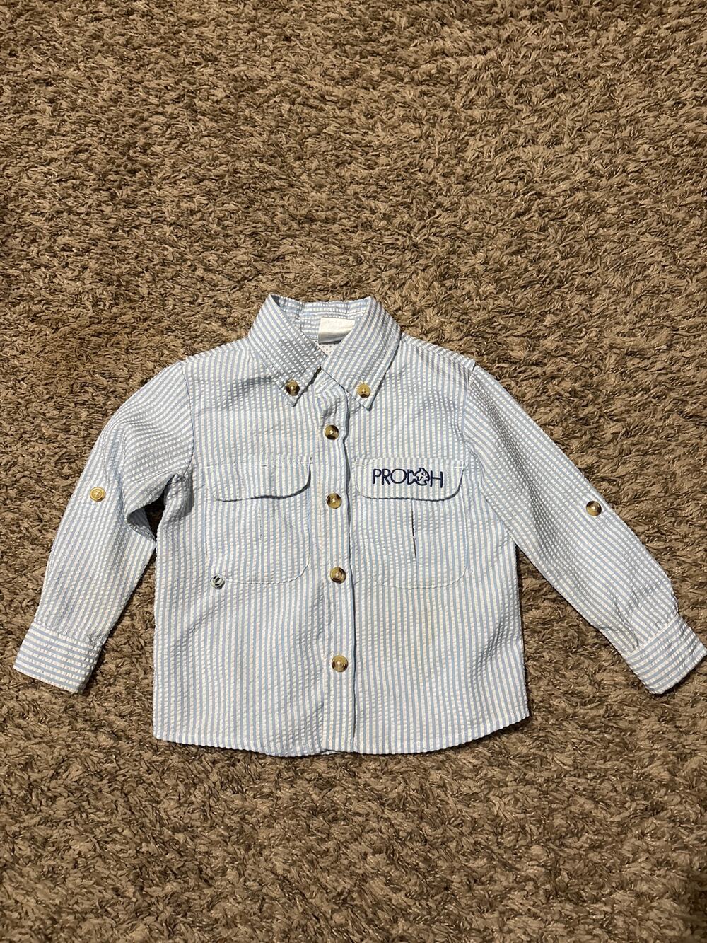 Prodoh Button Down Top 18 mo. Seersucker
